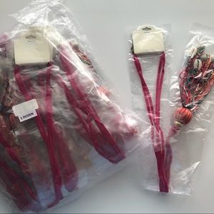 12 Pink Long Tassel Necklace Beaded Puka Shell